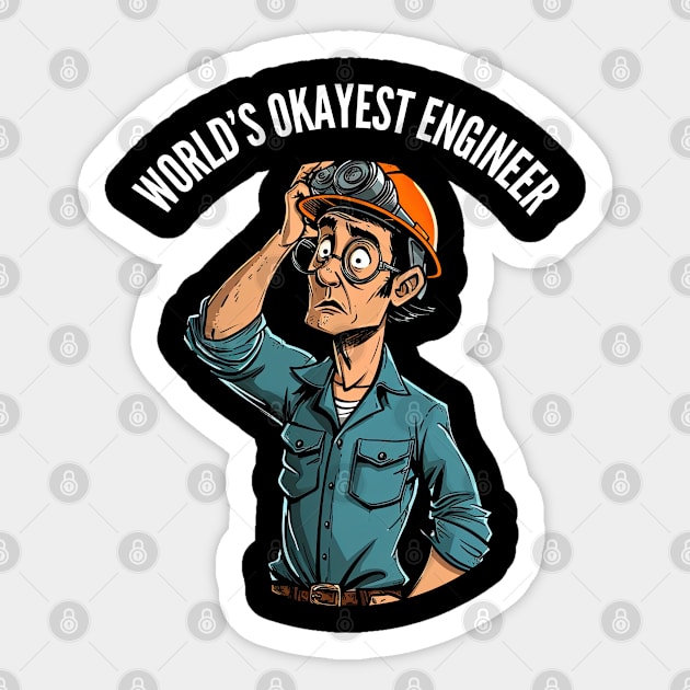 World's Okayest Construction Engineer v1 (round) Sticker by AI-datamancer